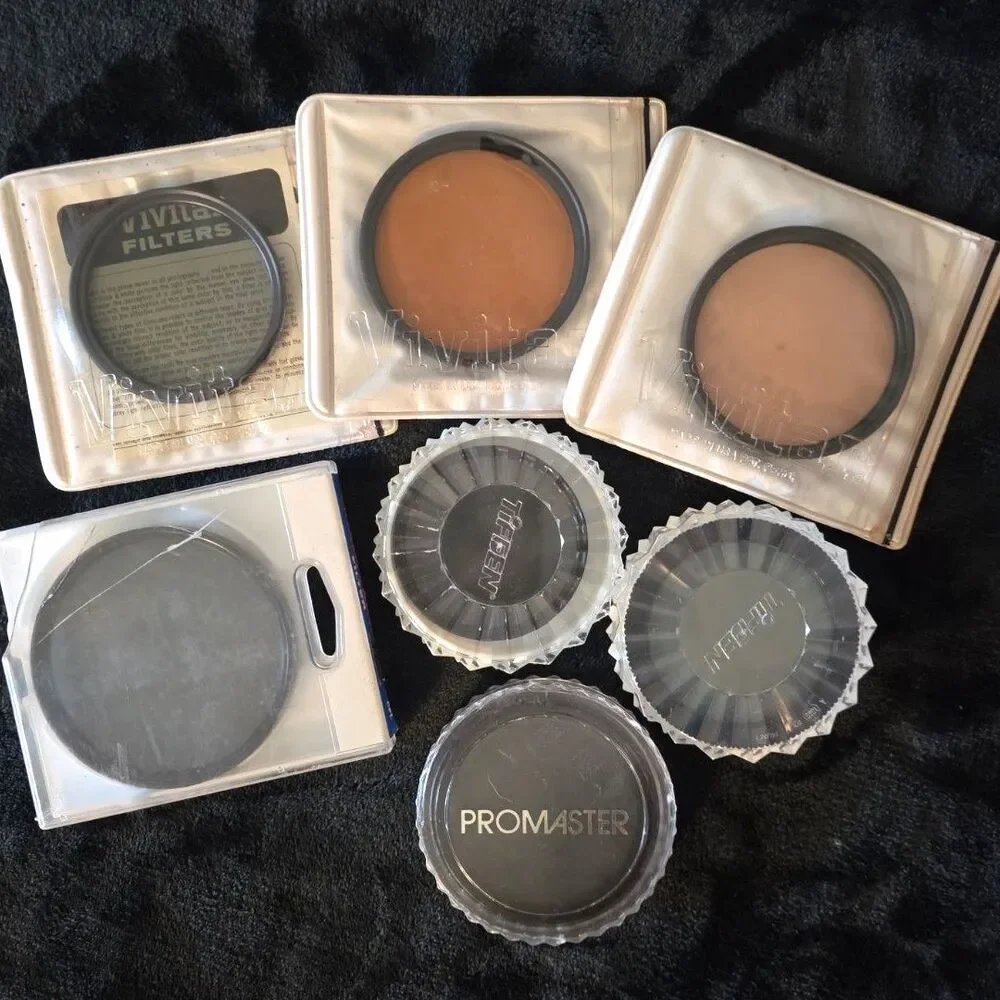 Vintage Camera Lens Filter Lot Of 7 - Vivitar, Hoya, Tiffen, Cokin, Quantaray